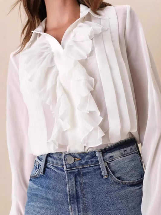 Ruffled Flare Sleeve ShirtTop