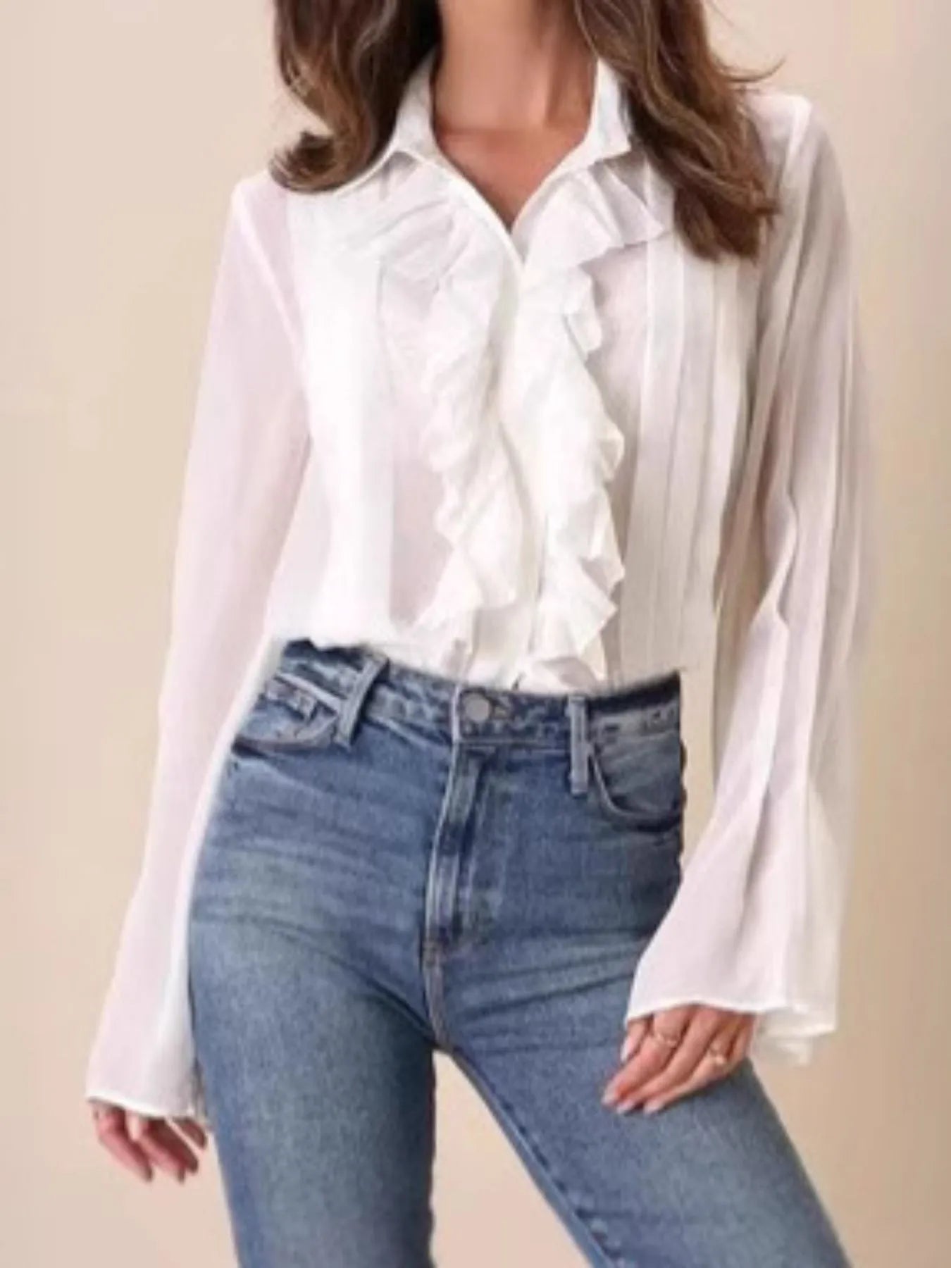Ruffled Flare Sleeve ShirtTop