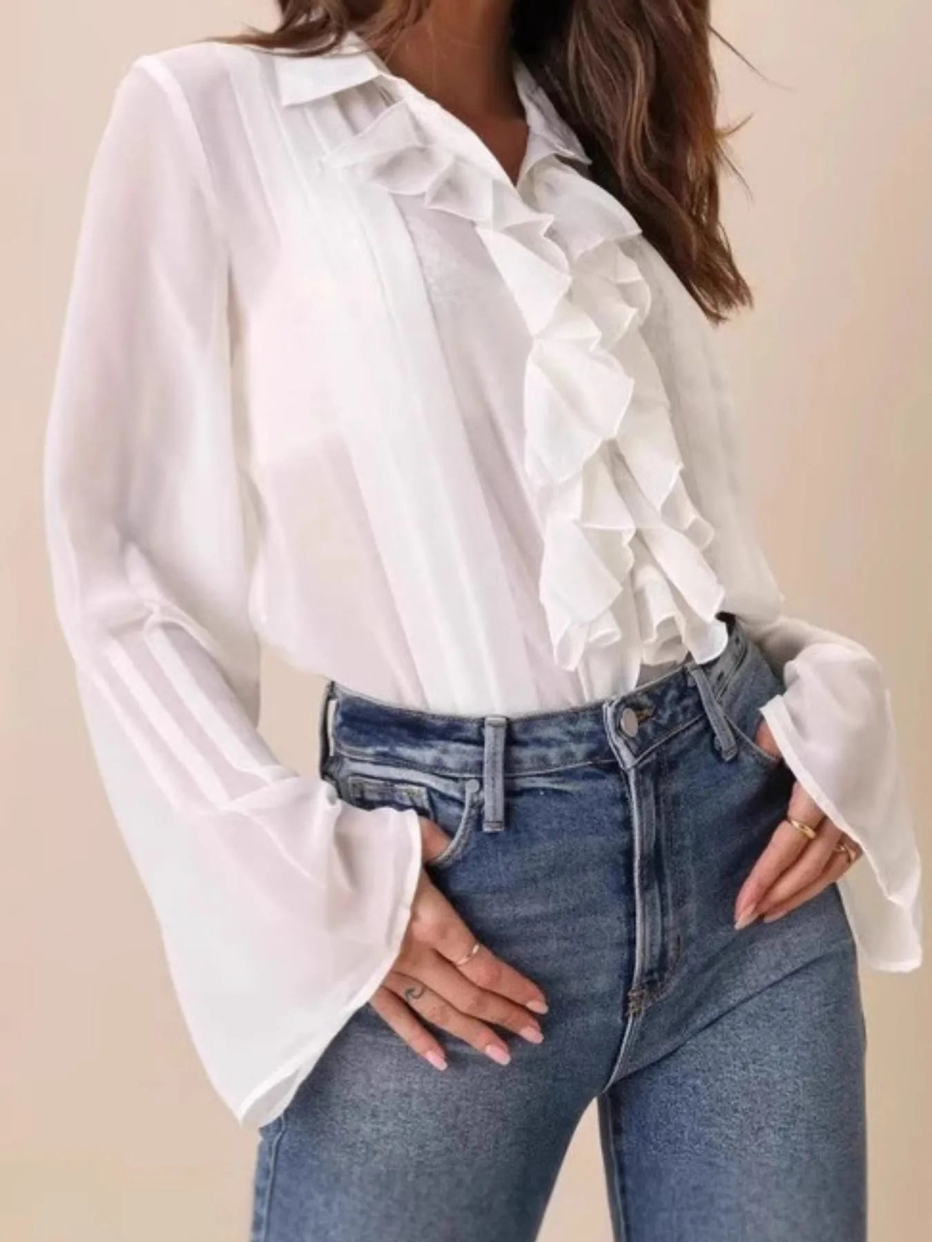 Ruffled Flare Sleeve ShirtTop