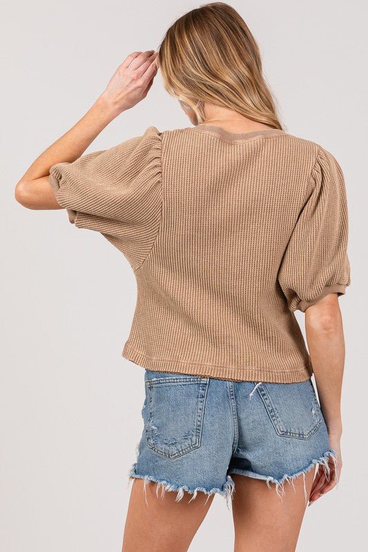 SAGE+FIG Lace - Up Waffle Knit Crop Top