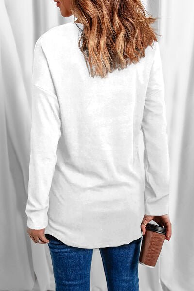 Sequin V - Neck Long Sleeve T-Shirt