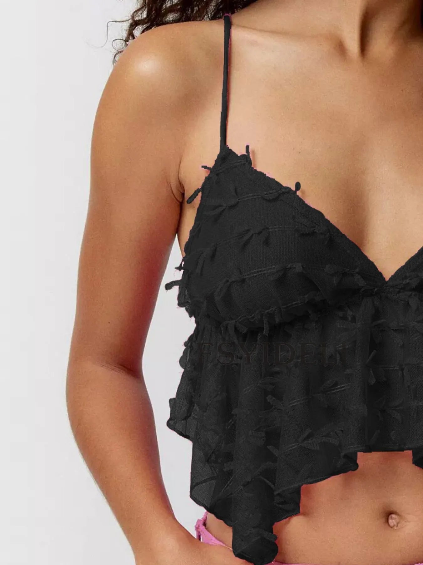 Sheer Lace Cami Top with Delicate TrimTop