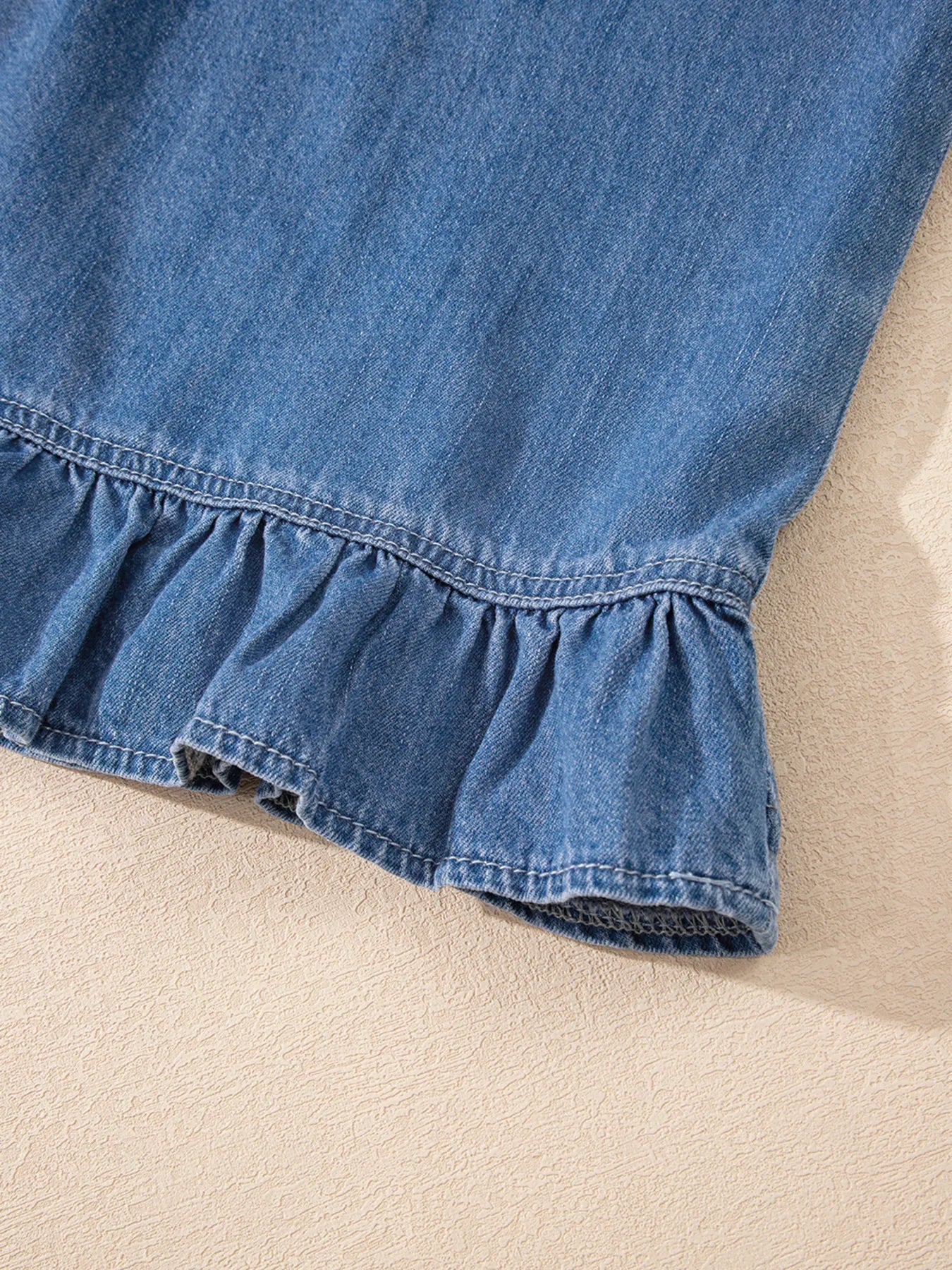 Sleeveless Ruffle Hem Denim Tank TopTop
