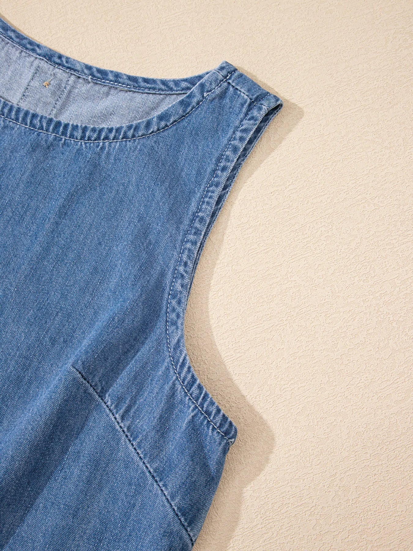 Sleeveless Ruffle Hem Denim Tank TopTop