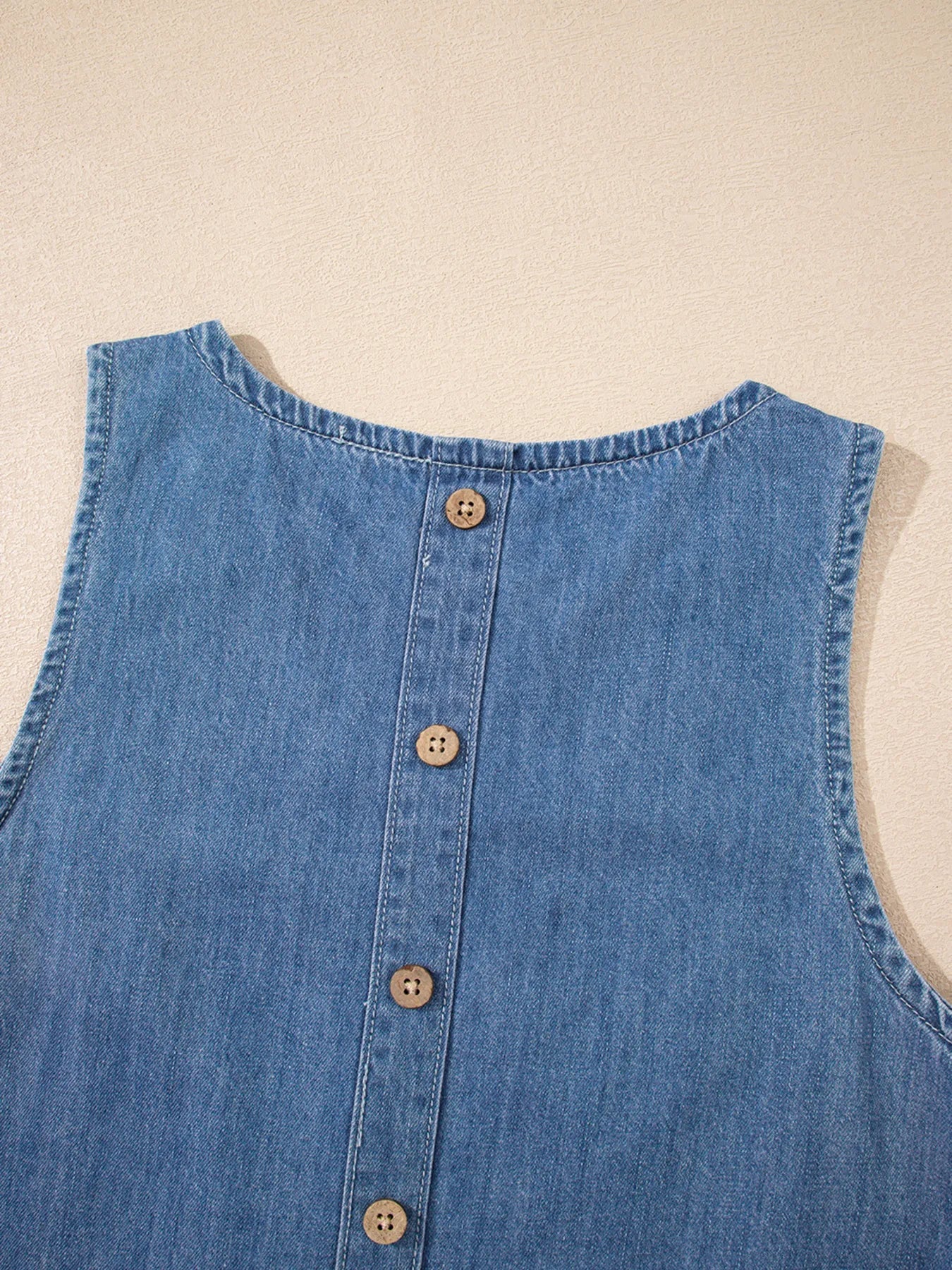 Sleeveless Ruffle Hem Denim Tank TopTop
