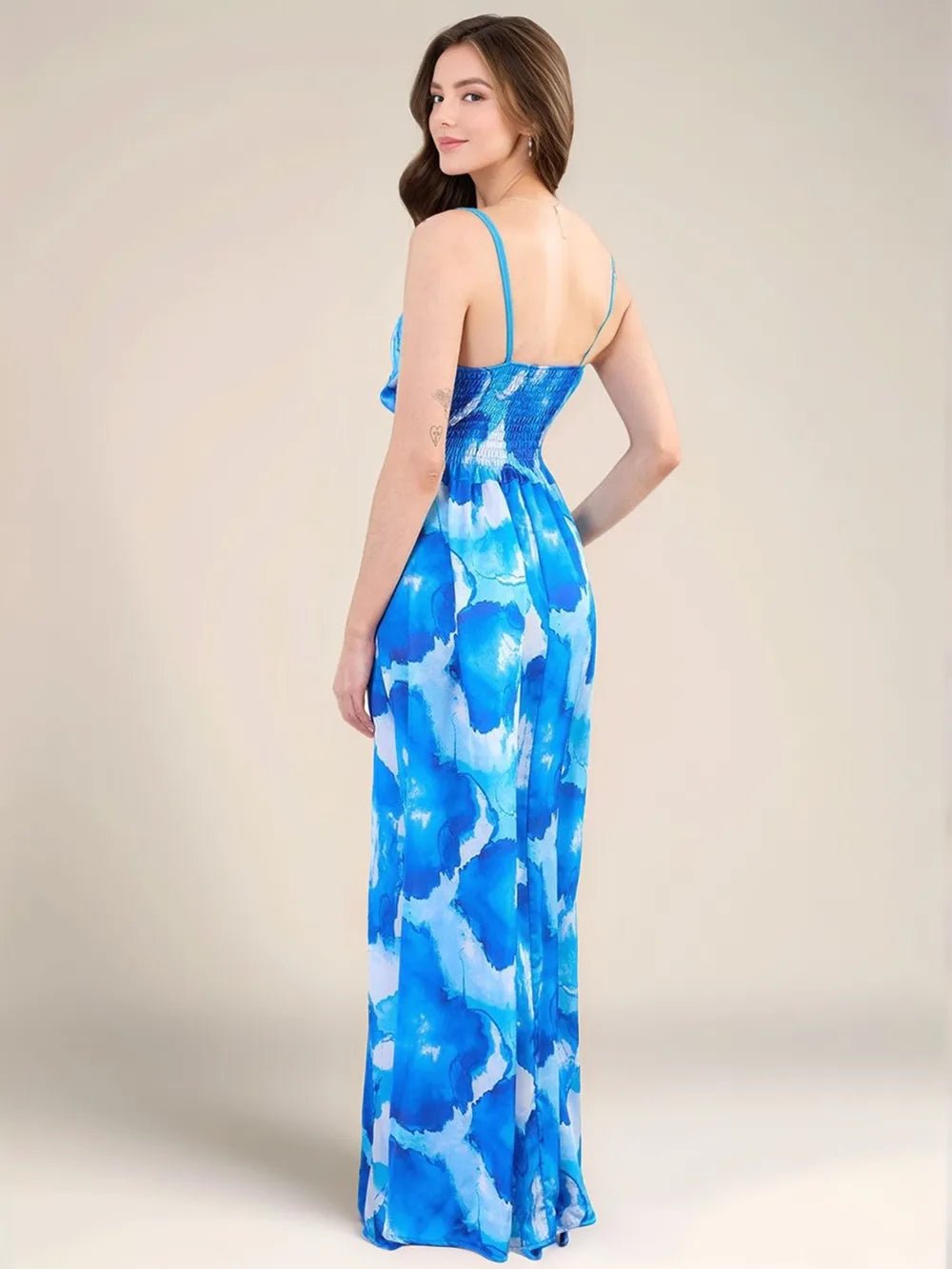 Smocked Back Tie - Dye Maxi Cami Dress