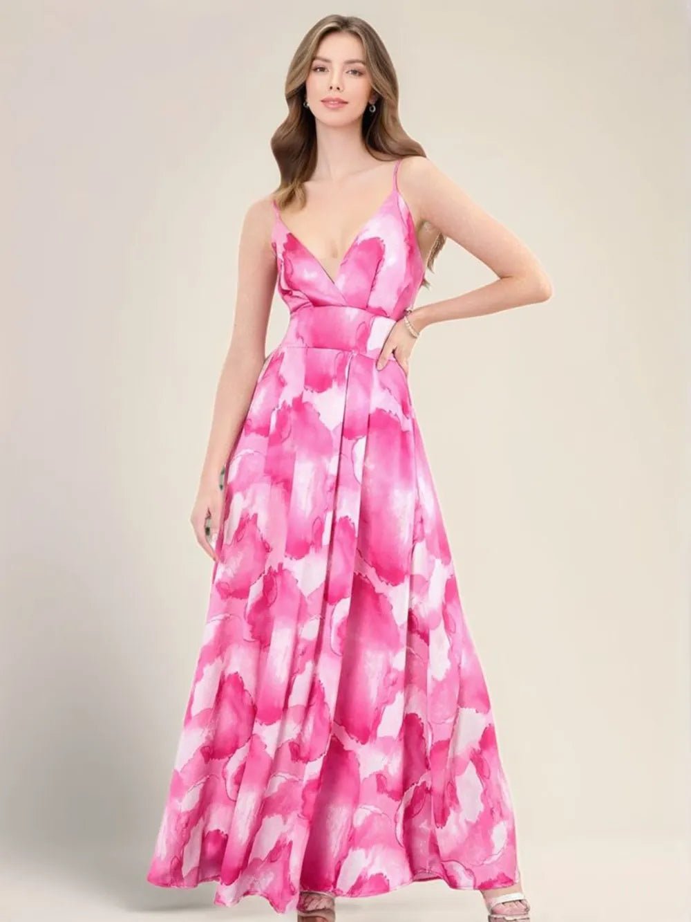 Smocked Back Tie - Dye Maxi Cami Dress