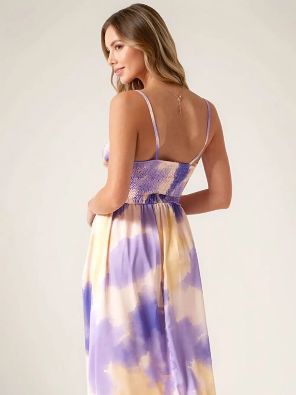 Smocked Back Tie - Dye Maxi Cami Dress