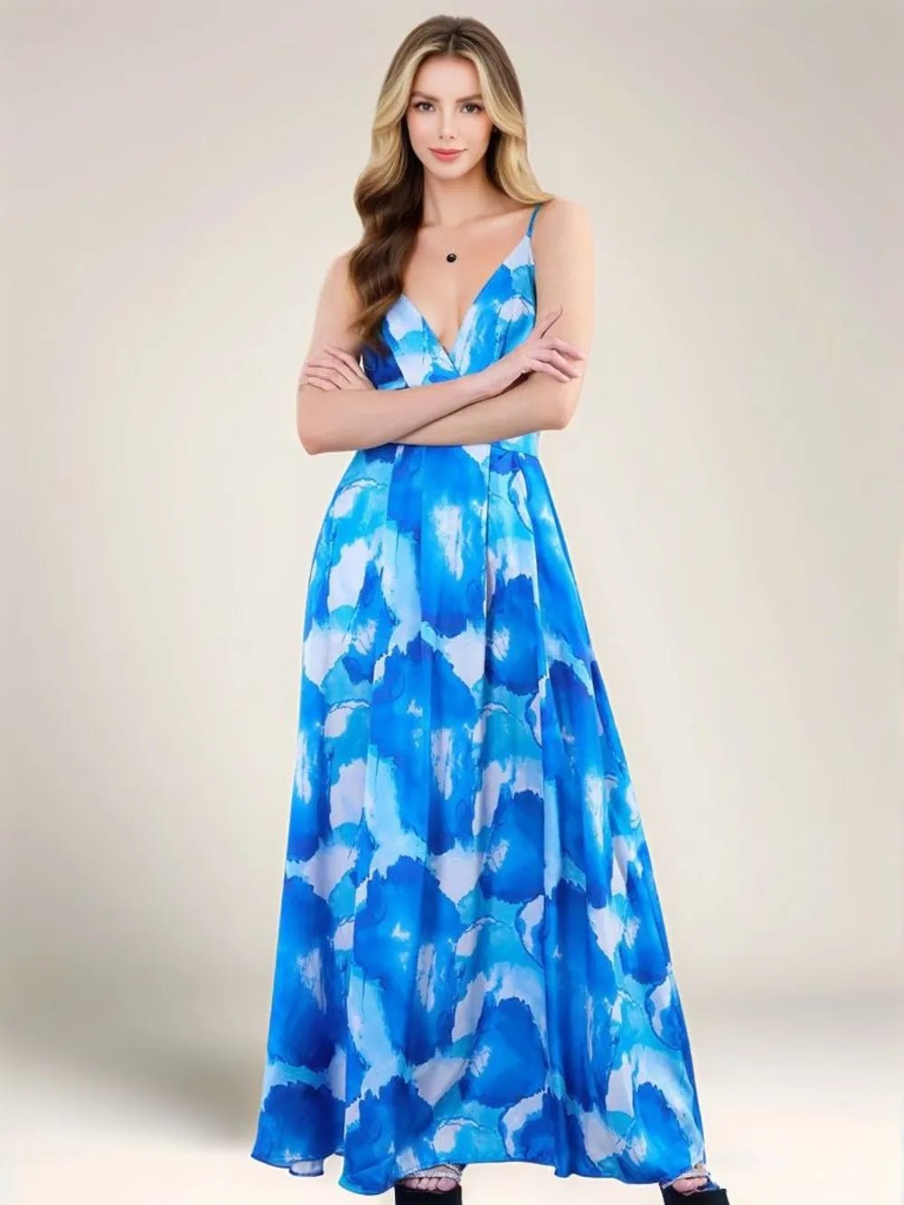 Smocked Back Tie - Dye Maxi Cami Dress
