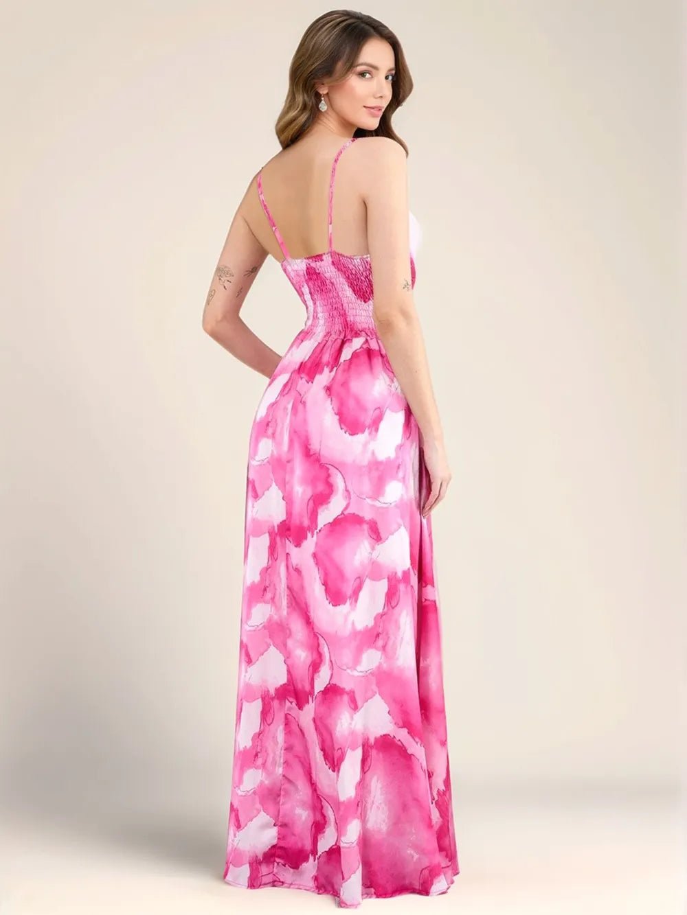 Smocked Back Tie - Dye Maxi Cami Dress