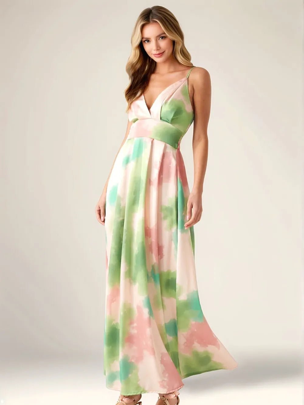 Smocked Back Tie - Dye Maxi Cami Dress