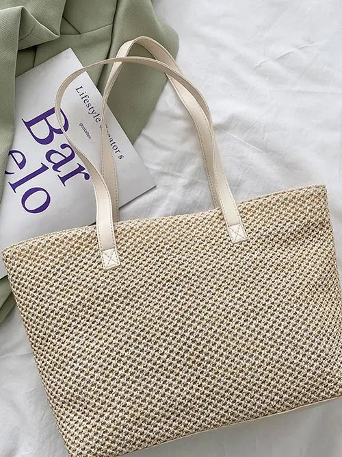 Solid Color Woven Tote BagBag