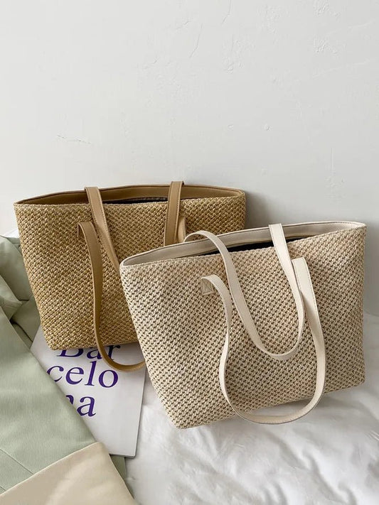Solid Color Woven Tote BagBag