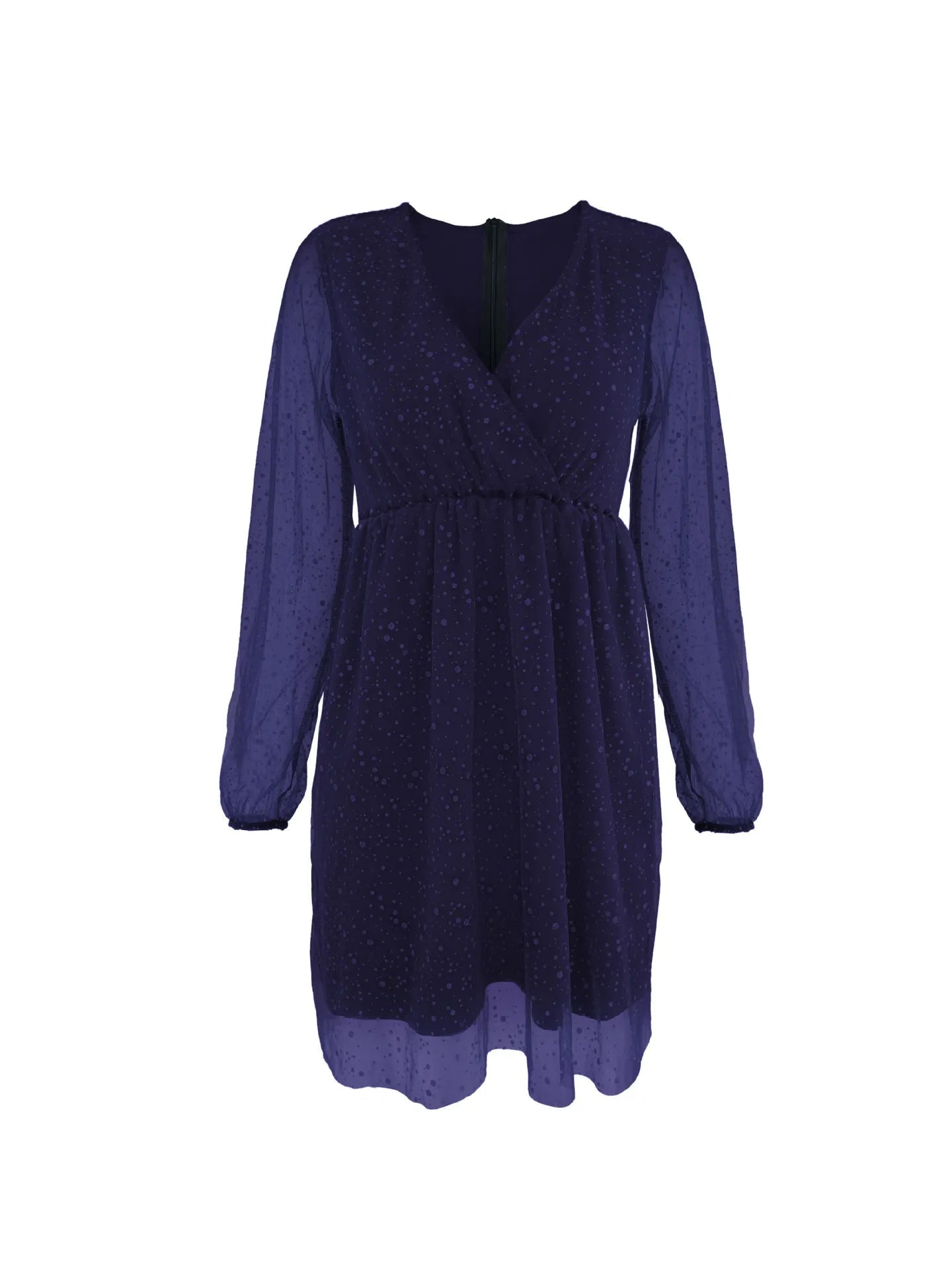 Sparkling Surplice Balloon Sleeve Mini Dress