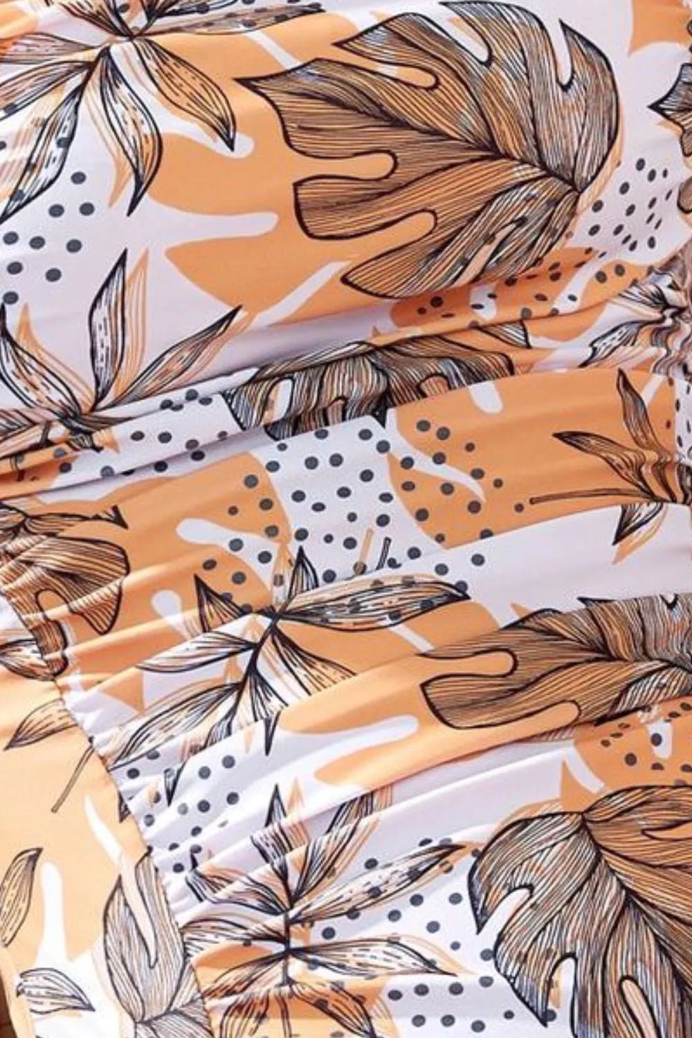 Square Neck Printed One - Piece Swimwear and Cover Up Swim Set