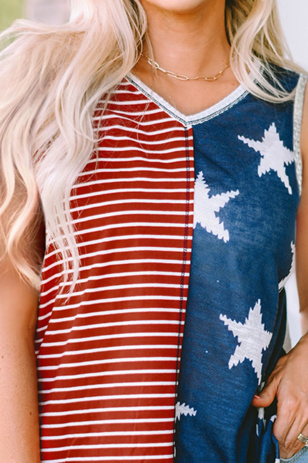Star and Stripe V - Neck Tank