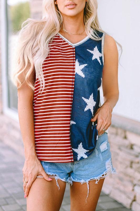 Star and Stripe V - Neck Tank