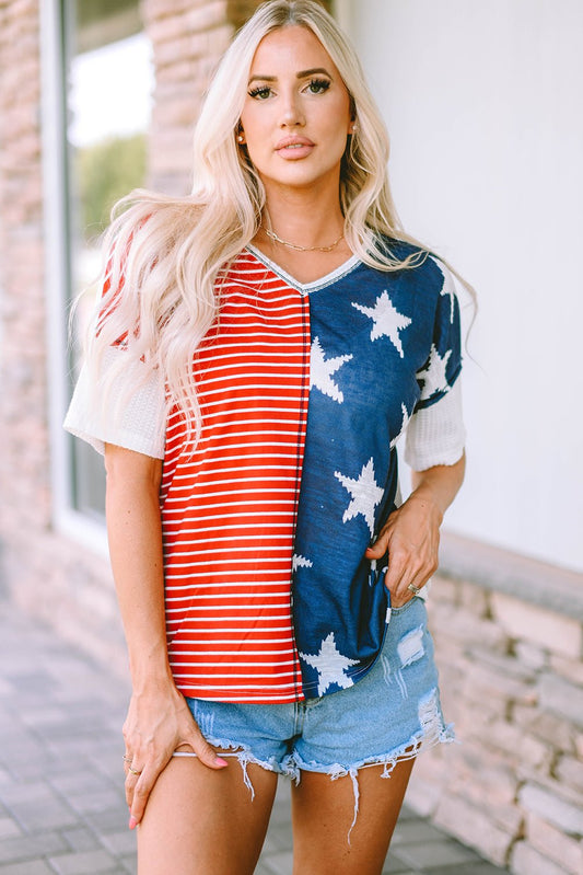 Star and Stripe V - Neck Top