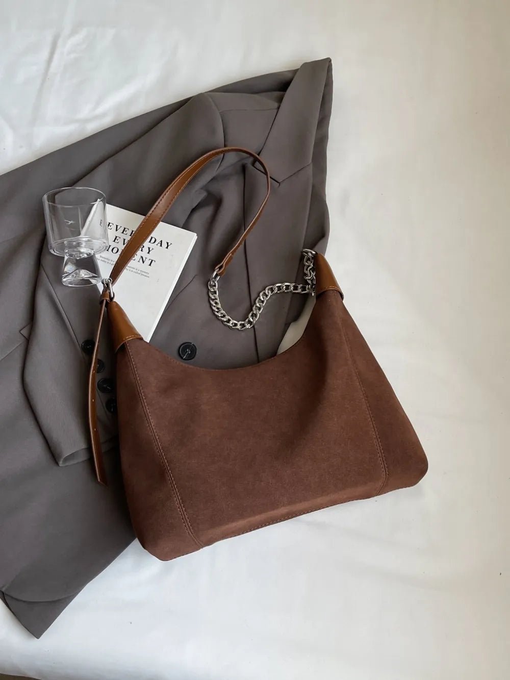 Suede Adjustable Strap Shoulder BagBag