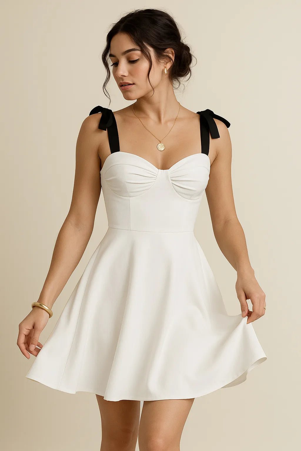 Sweetheart Neck Tie Shoulder Dress