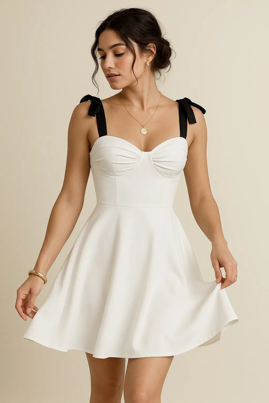 Sweetheart Neck Tie Shoulder Dress