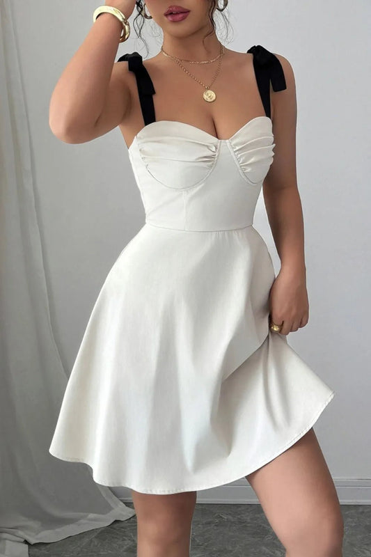 Sweetheart Neck Tie Shoulder Dress