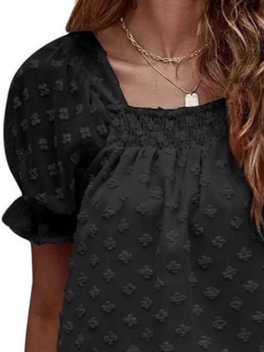Swiss Dot Square Neck BlouseTop