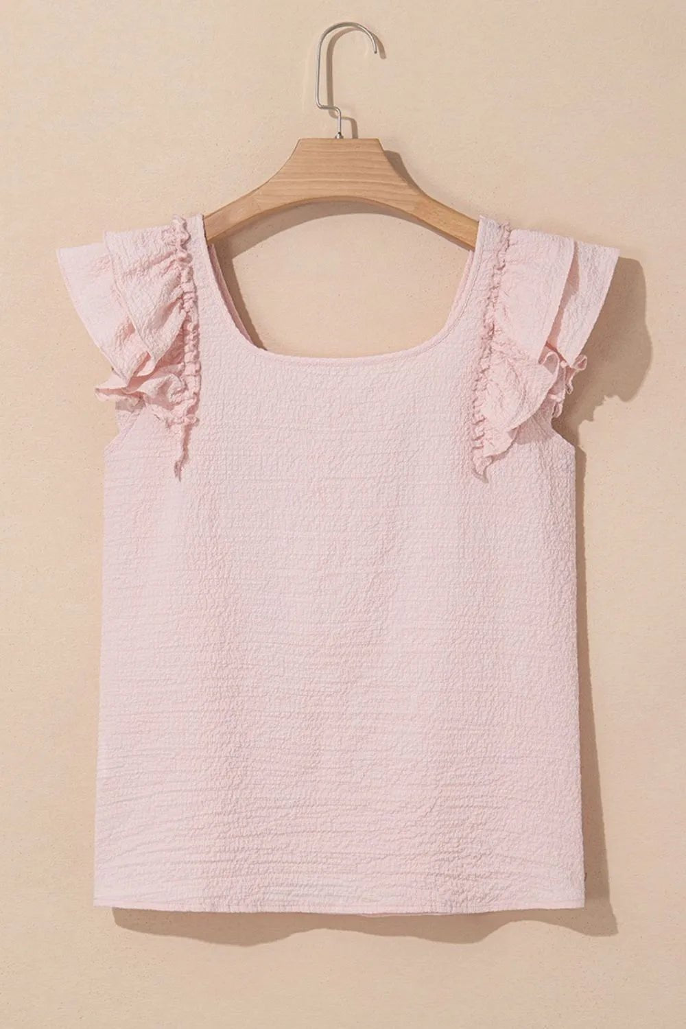 Textured Bow Knot Frilled Butterfly Sleeve Blouse
