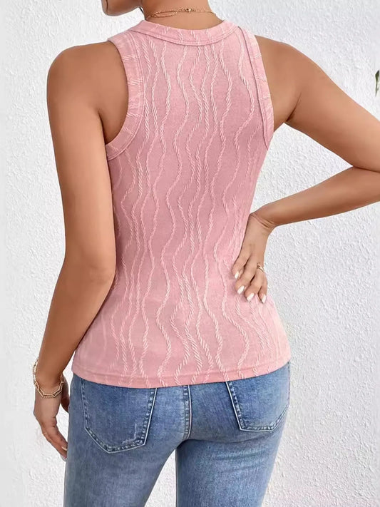 Textured Round Neck Tank Top