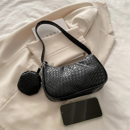 Textured Shoulder Bag with PouchBag