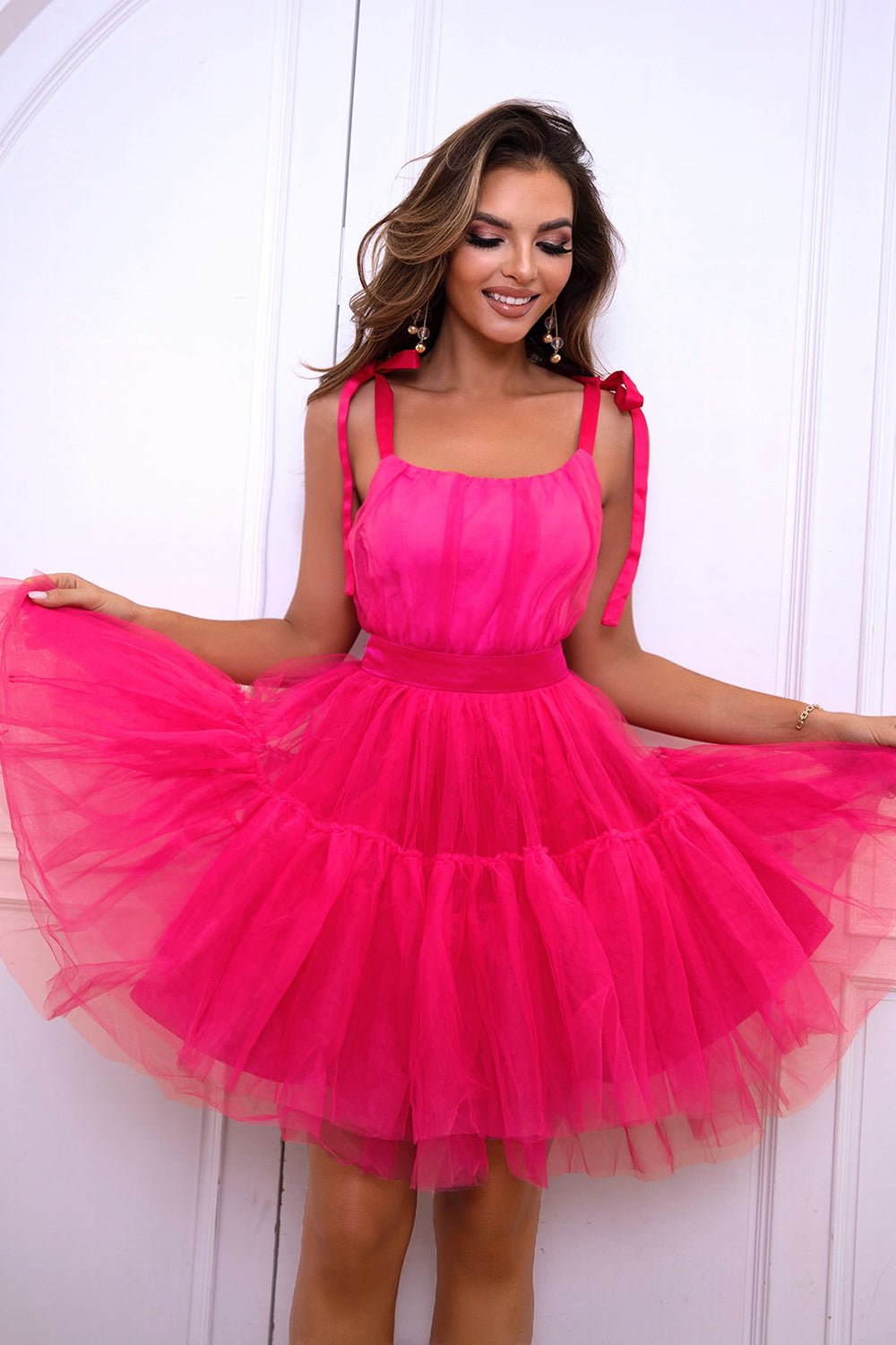 Tie - Shoulder Mesh Dress