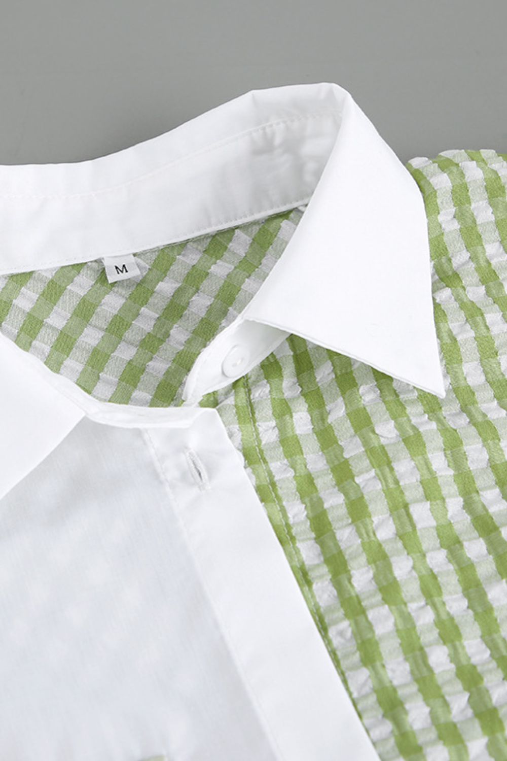 Two - Tone Plaid Button Down Long Sleeve Shirt