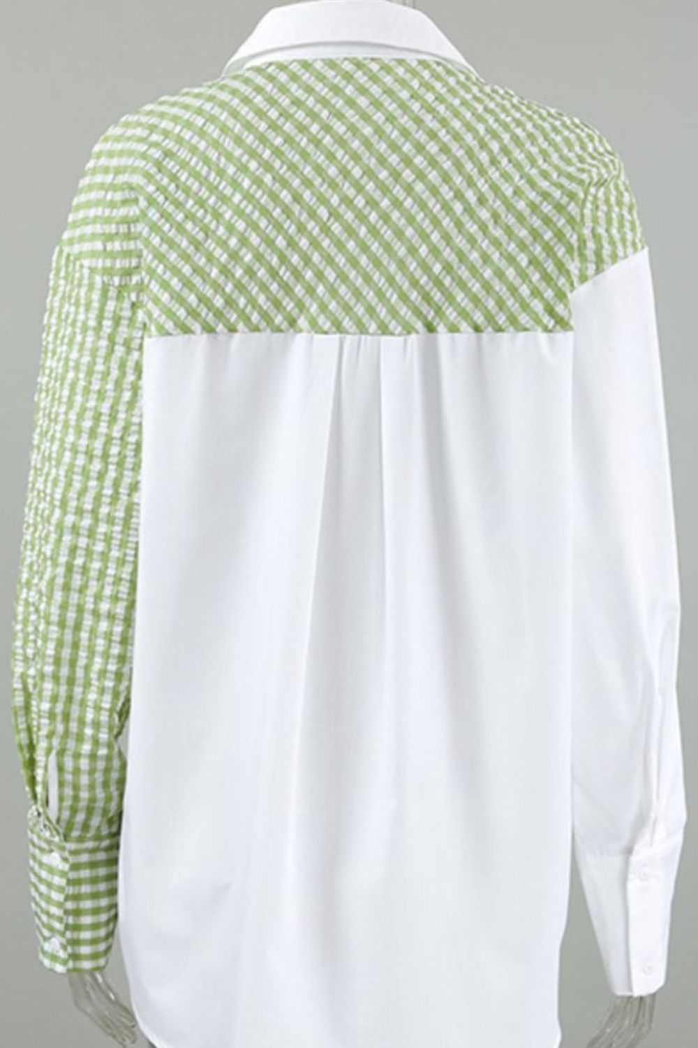 Two - Tone Plaid Button Down Long Sleeve Shirt