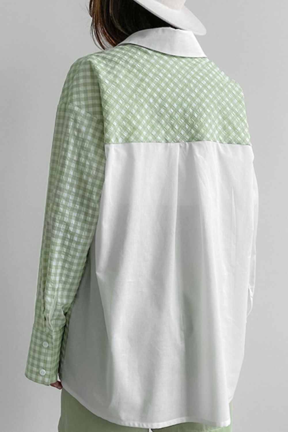 Two - Tone Plaid Button Down Long Sleeve Shirt