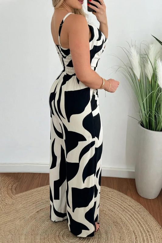 Two - Tone Spaghetti Strap Wide Leg Jumpsuit