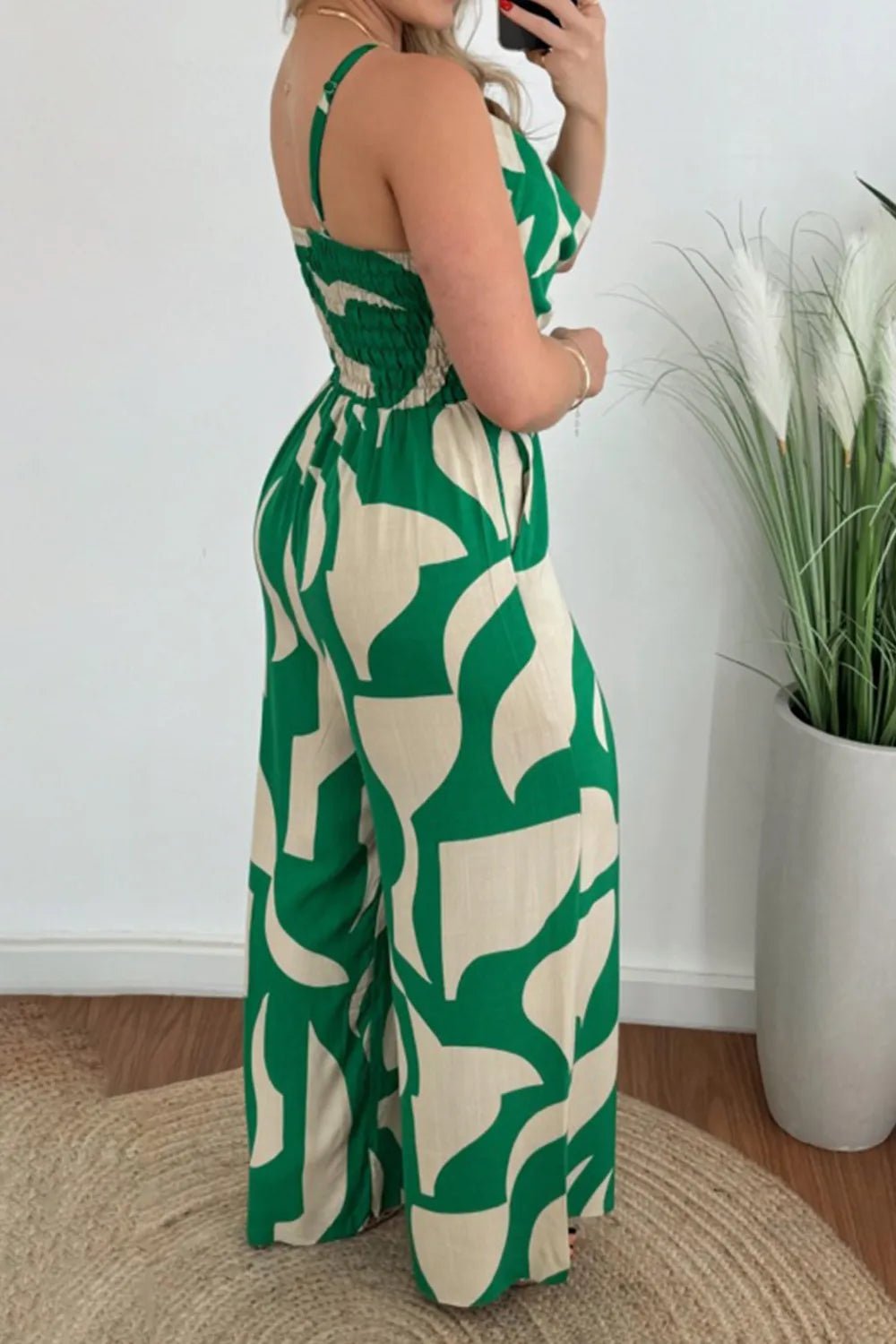 Two - Tone Spaghetti Strap Wide Leg Jumpsuit