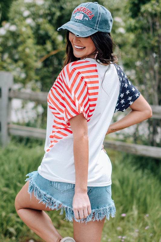 US Flag V - Neck Tee Shirt