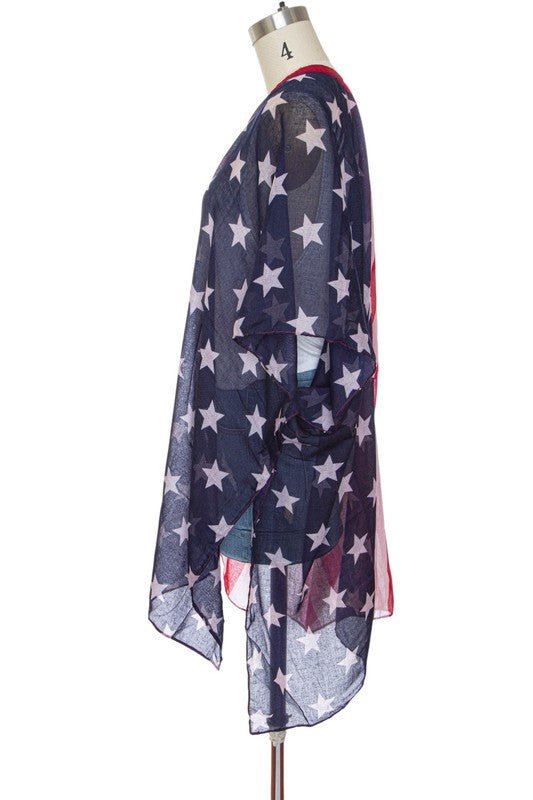 USA Flag Print Americana Kimono Cardigan