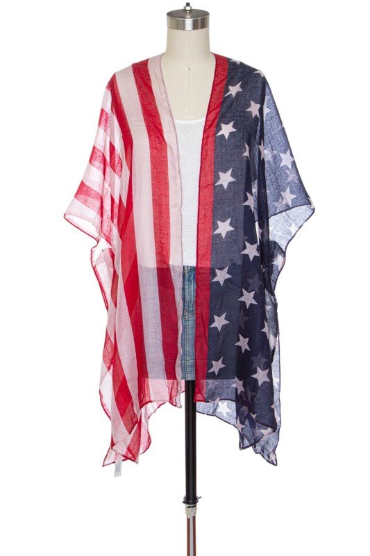 USA Flag Print Americana Kimono Cardigan