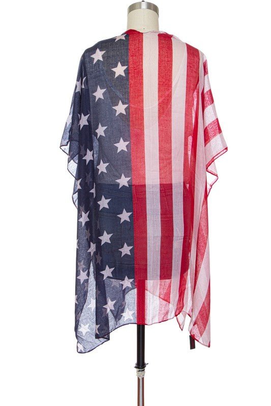USA Flag Print Americana Kimono Cardigan