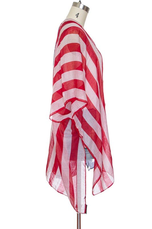 USA Flag Print Americana Kimono Cardigan