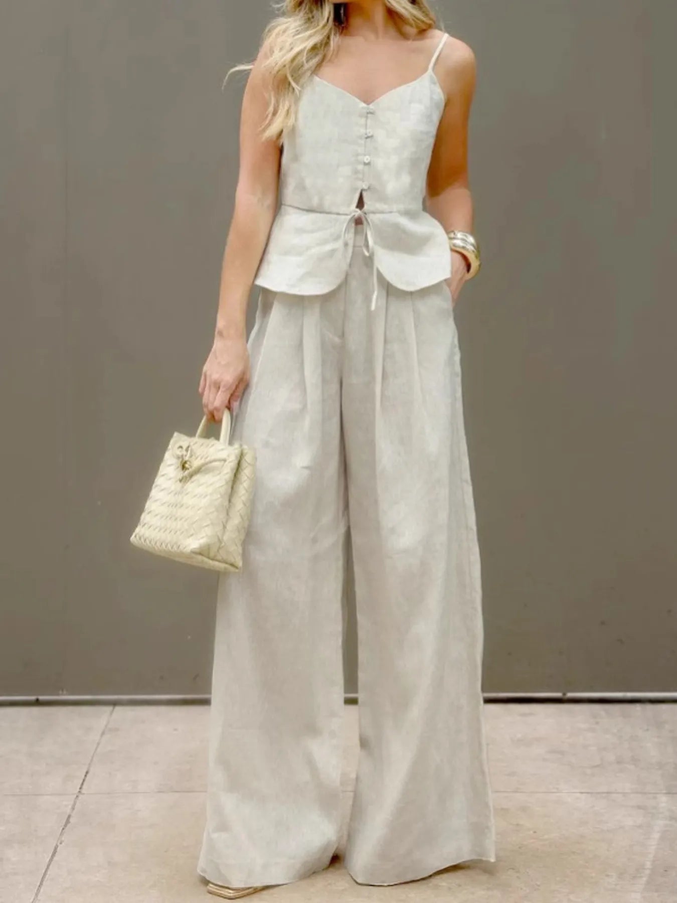 V - Neck Cami and Pants Set