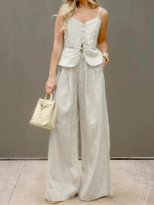 V - Neck Cami and Pants Set