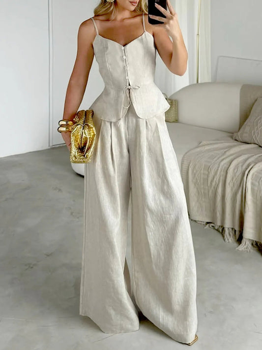 V - Neck Cami and Pants Set