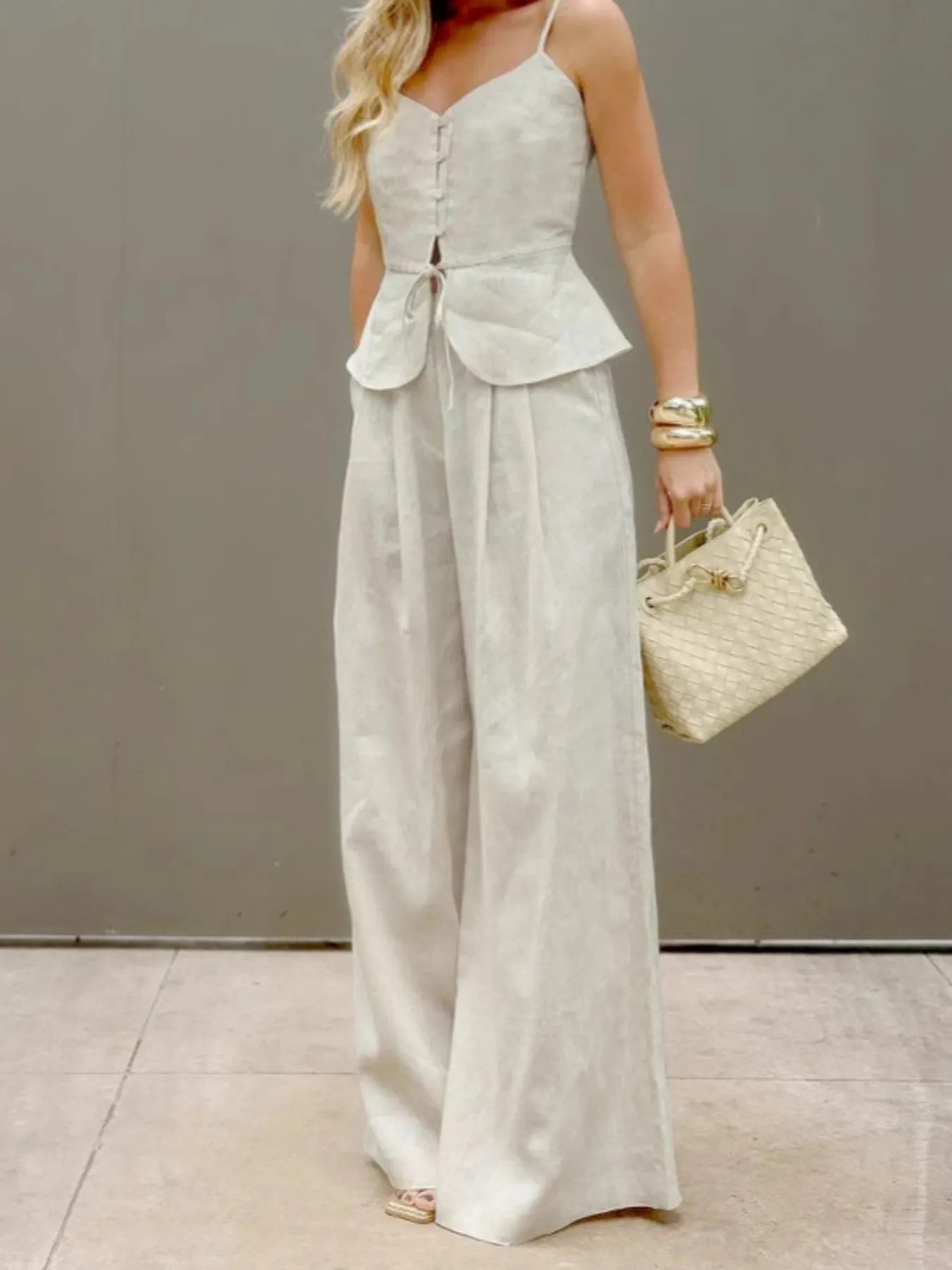 V - Neck Cami and Pants Set