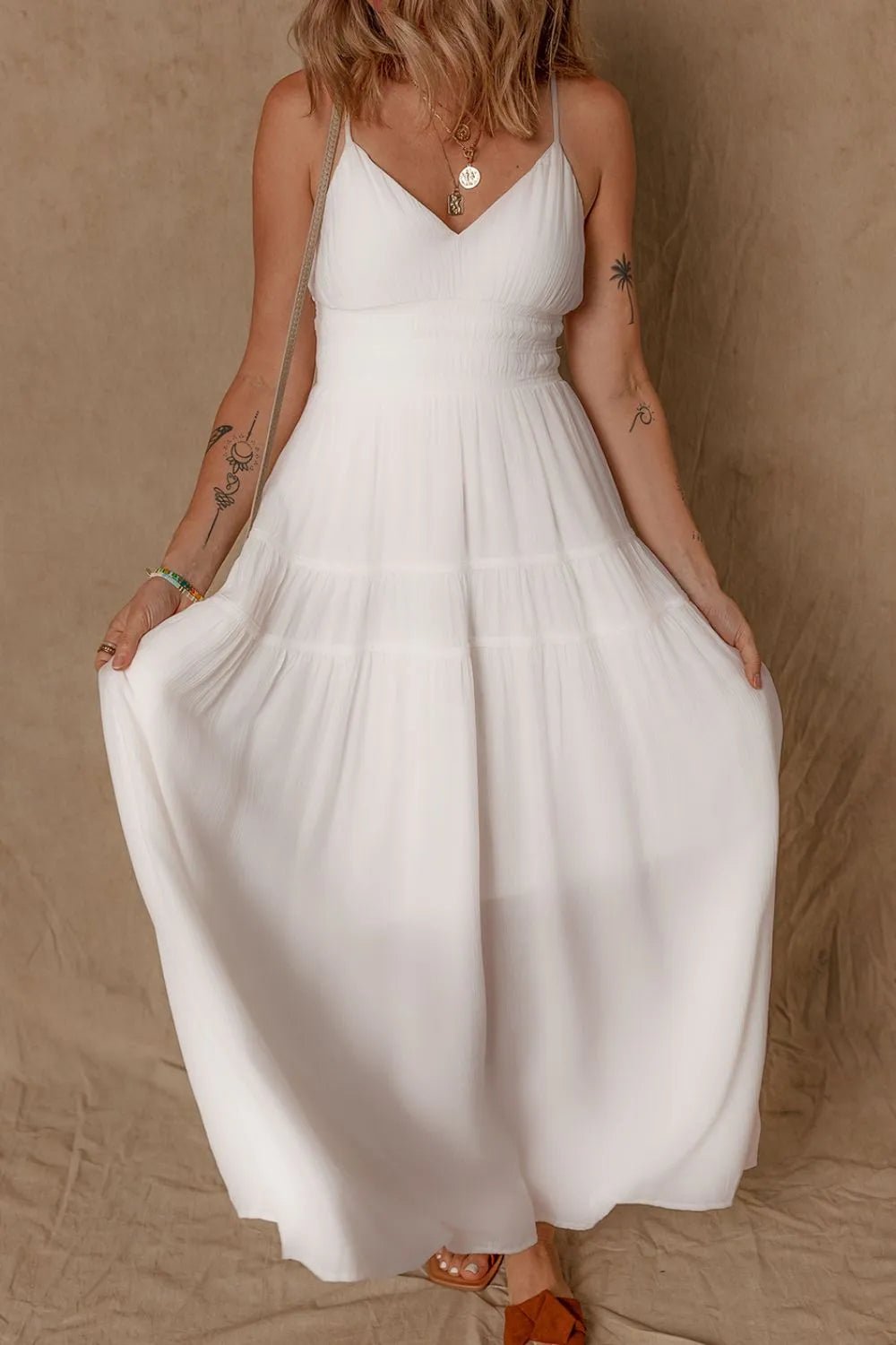 V - Neck High Waist Cami Dress
