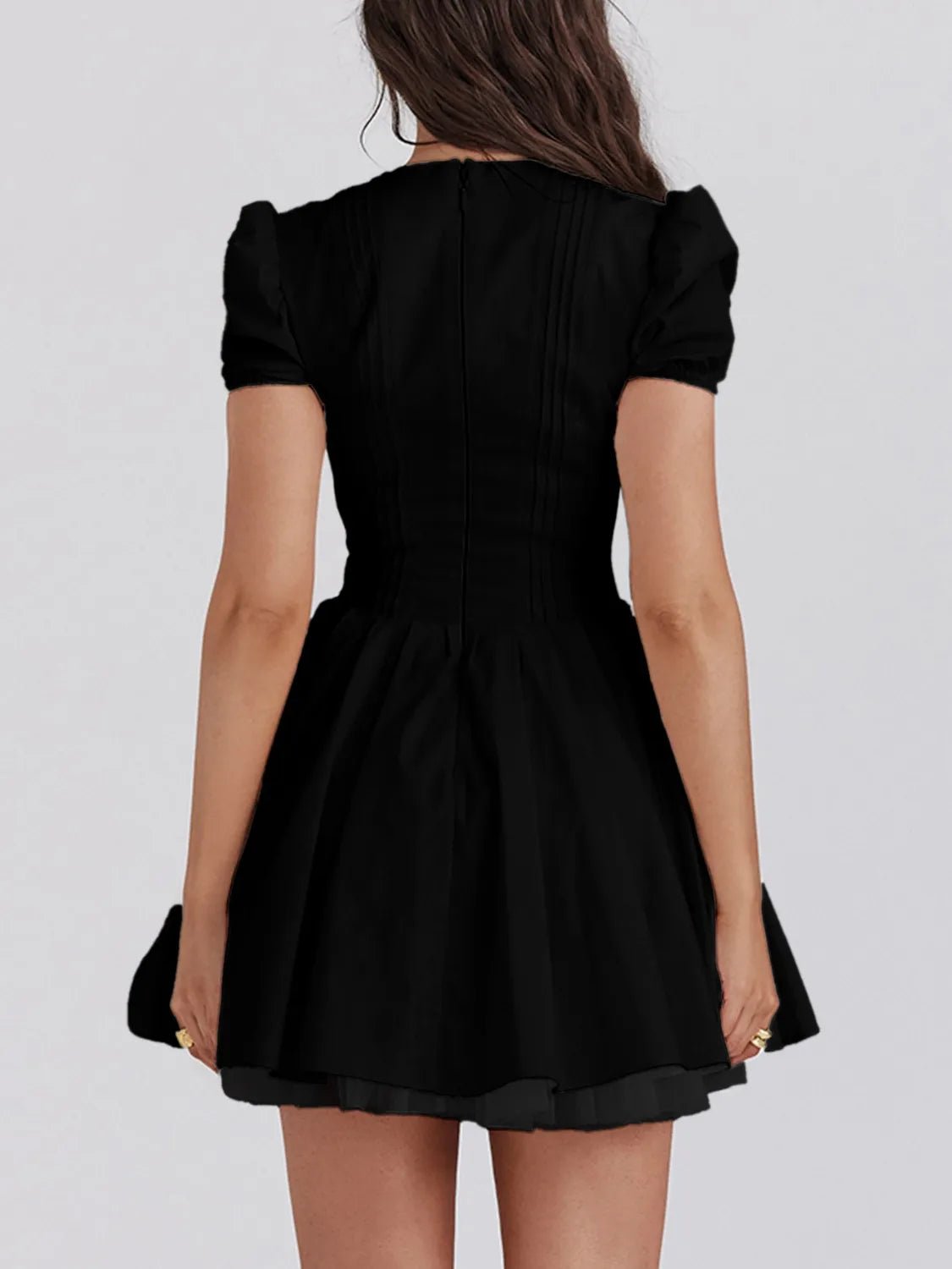 V - Neck Short Sleeve Mini Dress