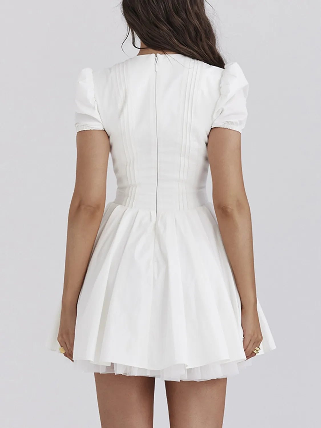 V - Neck Short Sleeve Mini Dress