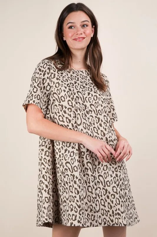 VERY J Leopard Printed Comfy Mini Dress