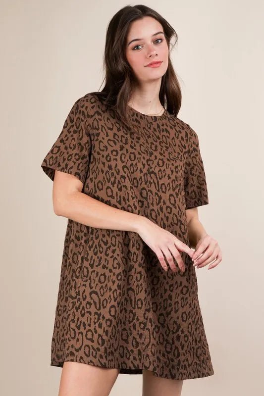 VERY J Leopard Printed Comfy Mini Dress